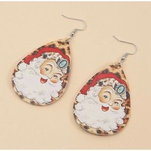 Santa Clause PU leather earrings